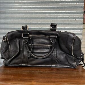 Black leather satchel
